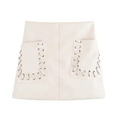 Fashion Slim Coated Fabric High Waist Mini Skirt - View 1