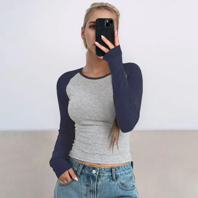 Women's Casual T shirt Long Sleeve Bottoming Top Blue - Shop at LoveMi