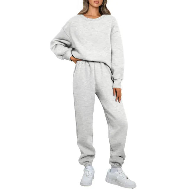 Winter Solid color Fashionable Crew neck Pullover With Fleece Lining Gray - Shop at LoveMi
