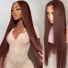 Front Lace Mid-length Straight Hair Women's High Temperature Synthetic Fibre Wigs - F0562Bug - View 1
