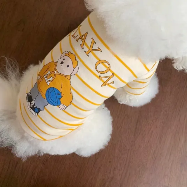 Spring And Summer Dog Thin Striped T shirt Vest Yellow - Shop at LoveMi
