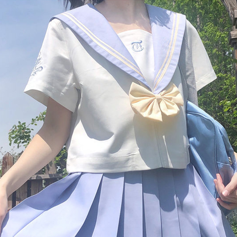 Uniform Skirt Sailor Suit Girls Girlfriends Clothes Short Sleeve Top - Shop at LoveMi