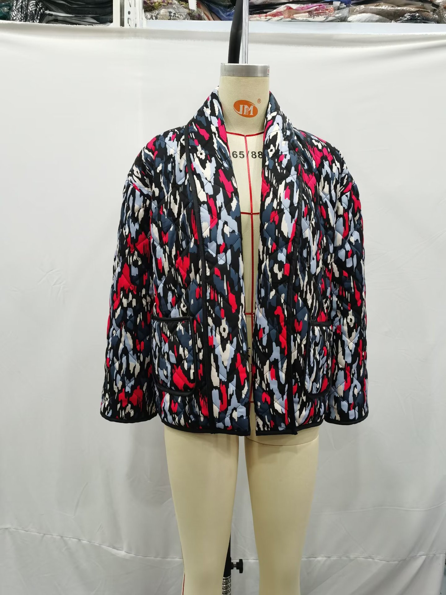 Women's Fashion Temperament Printed Thin Pocket Decorative Cotton padded Coat Color - Shop at LoveMi
