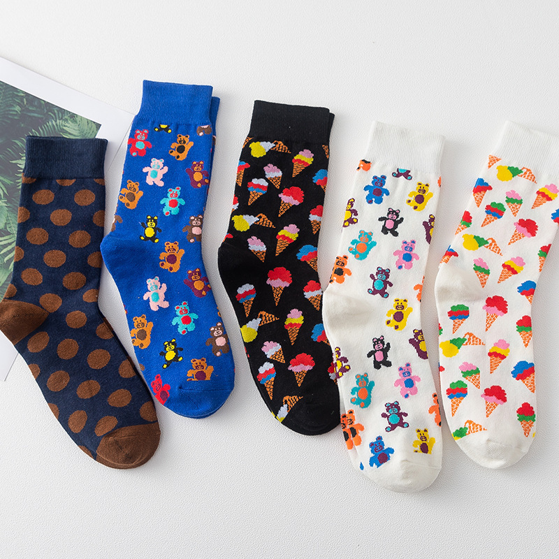 Title 2, Girls Fashion Socks featuring Cartoon Bear & I...