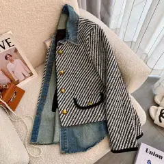 Women's Fall Winter Fashion Denim Stitching Classic Style Coat Top - View 1