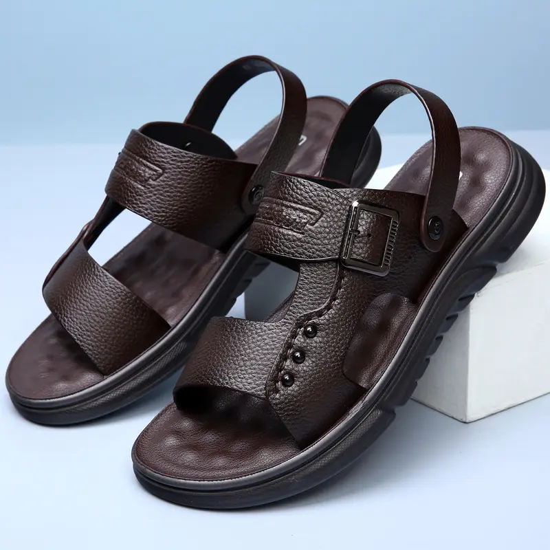 Soft Leather Men's Casual Beach Shoes Latex
