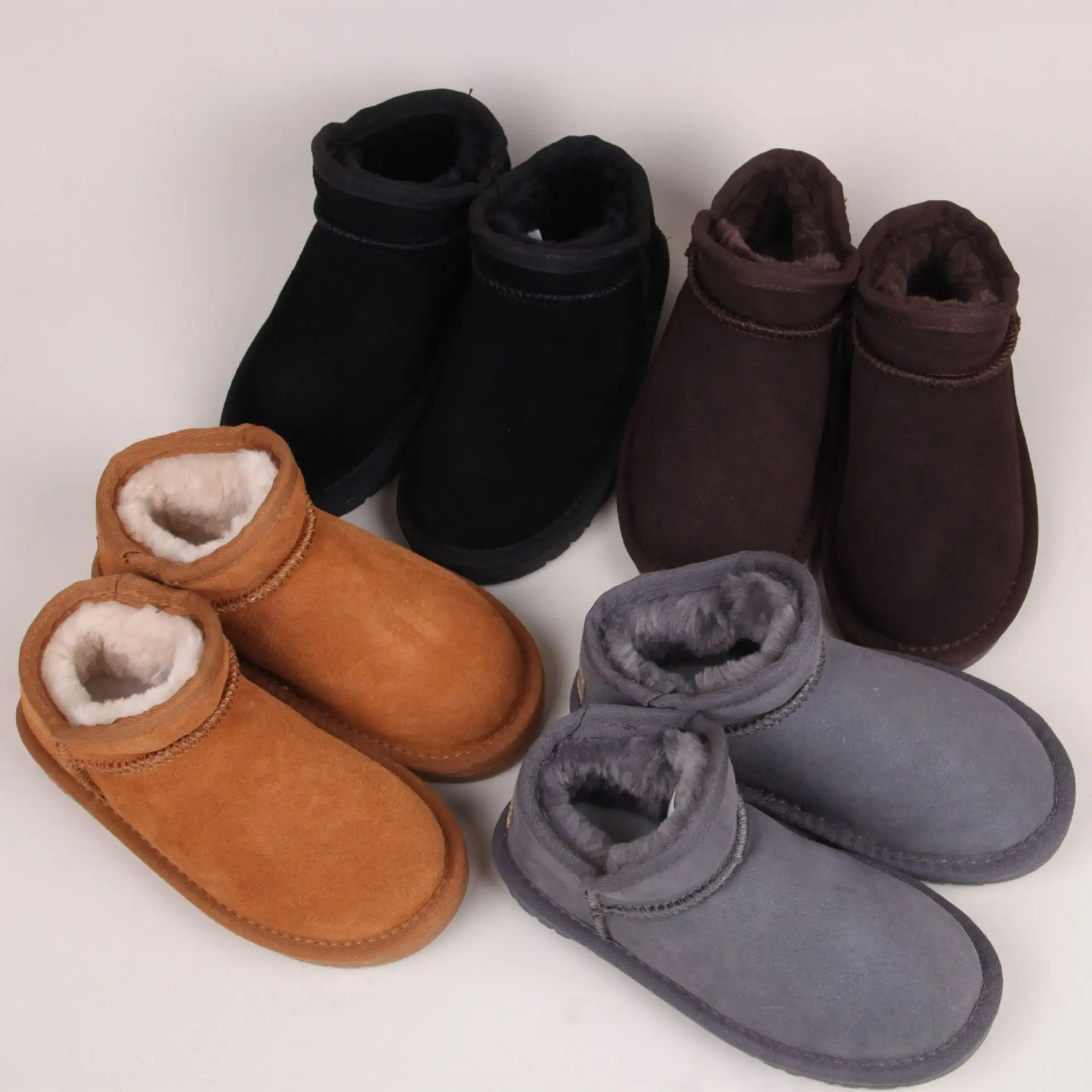 Children's Low-cut Snow Boots Genuine Leather