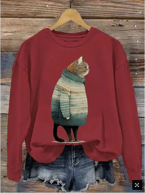 Women's Clothing Fashion Loose 3D Digital Printing Sweater Cz103 - Shop at LoveMi