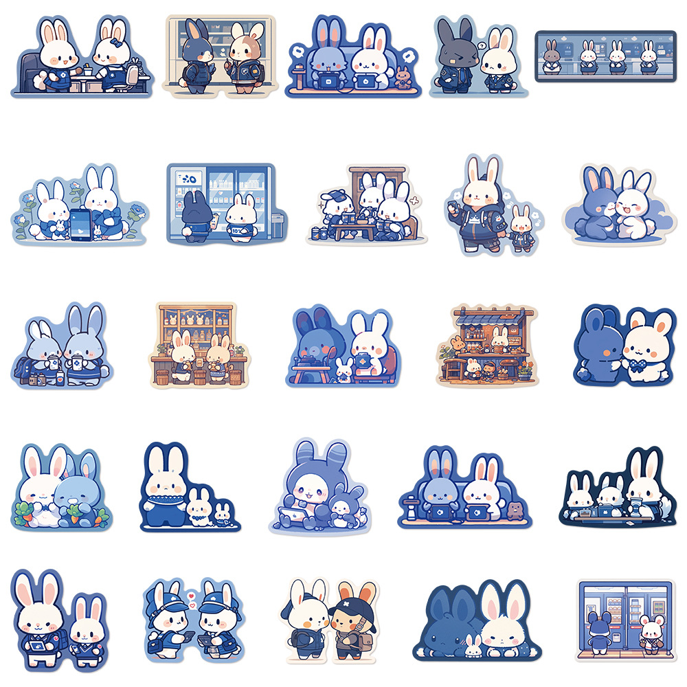 Title 7, 50 Blue Color Rabbit Stickers