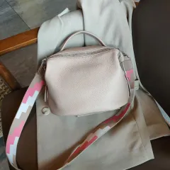 New Soft First Layer Leather One-shoulder Crossbody Bag - Pink - View 1