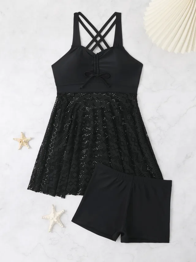 Skirt Split Two piece Suit Women's Swimsuit Black - Shop at LoveMi