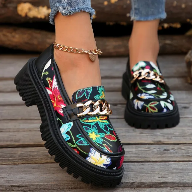 Plus Size Chunky Heel Trendy Retro Loafers Red - Shop at LoveMi