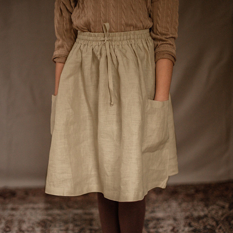 تنورة موري جيرل من قماش تنسل والكتان للأطفال