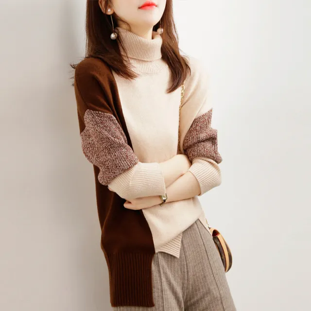 Women's Turtleneck Bottoming Shirt Autumn And Winter Western Style Inner Wear New Brown - Shop at LoveMi