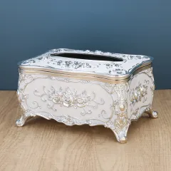Light Luxury Tissue Retro Cute KTV Hotel Napkin Paper Box - Silver White - View 1