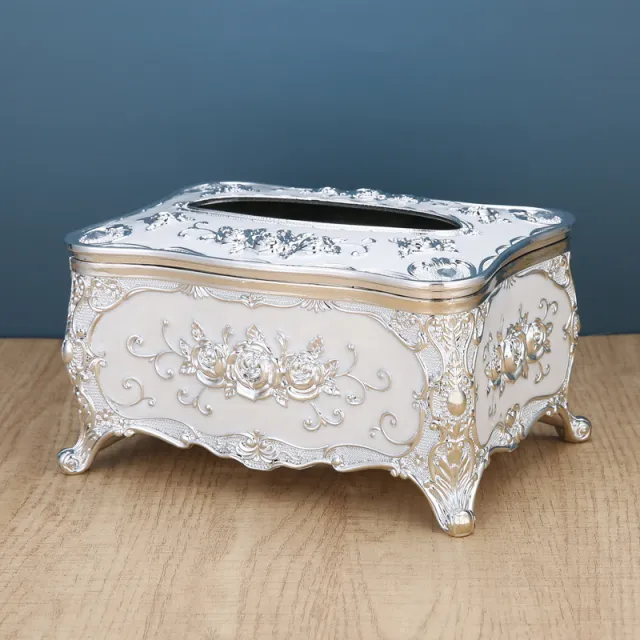 Light Luxury Tissue Retro Cute KTV Hotel Napkin Paper Box Silver White - Shop at LoveMi
