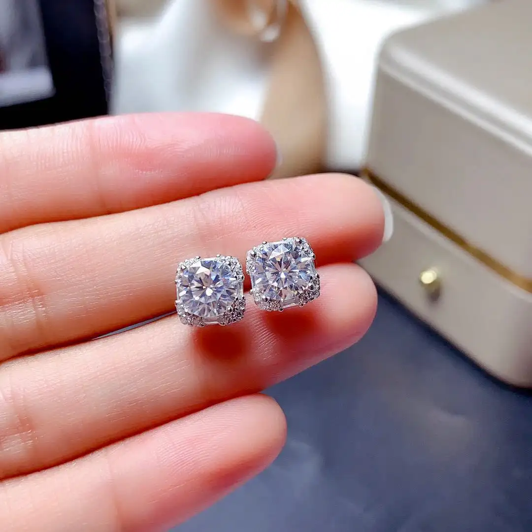 Female Simplicity Genuine Moissanite Earrings For Women