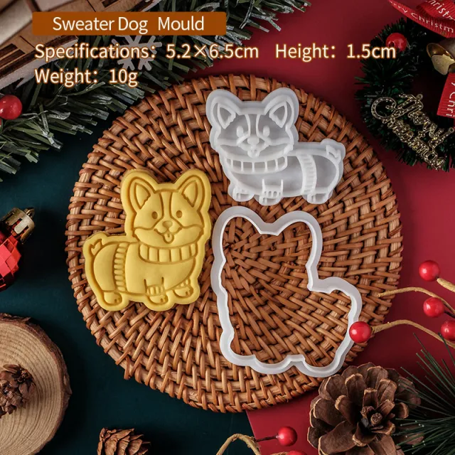 Christmas Cartoon Dog Cookies Cake Decoration Cutter Mold Baking Tool Sweater Puppy - Shop at LoveMi