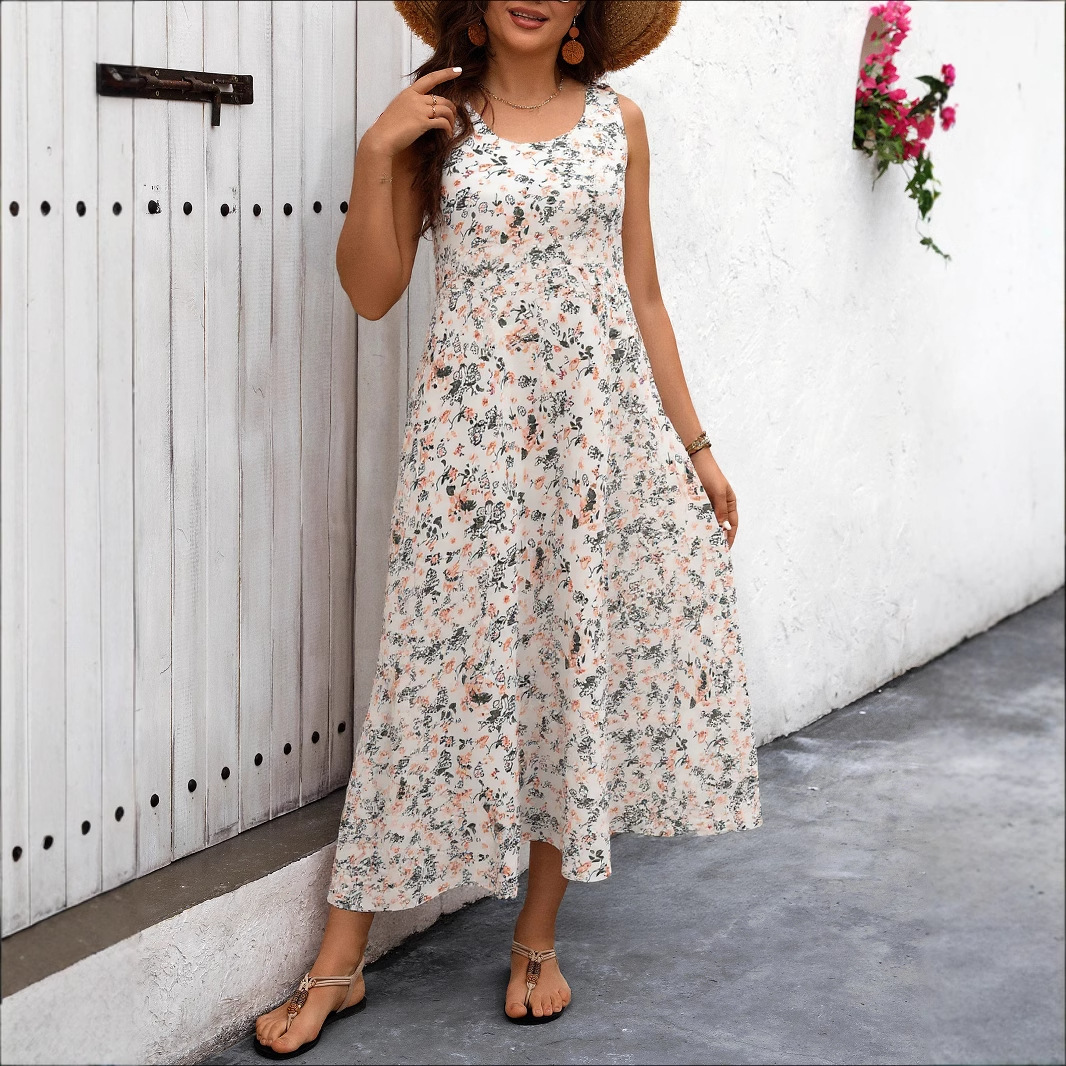 Women's Fashionable Printed Sleeveless Sling Dress