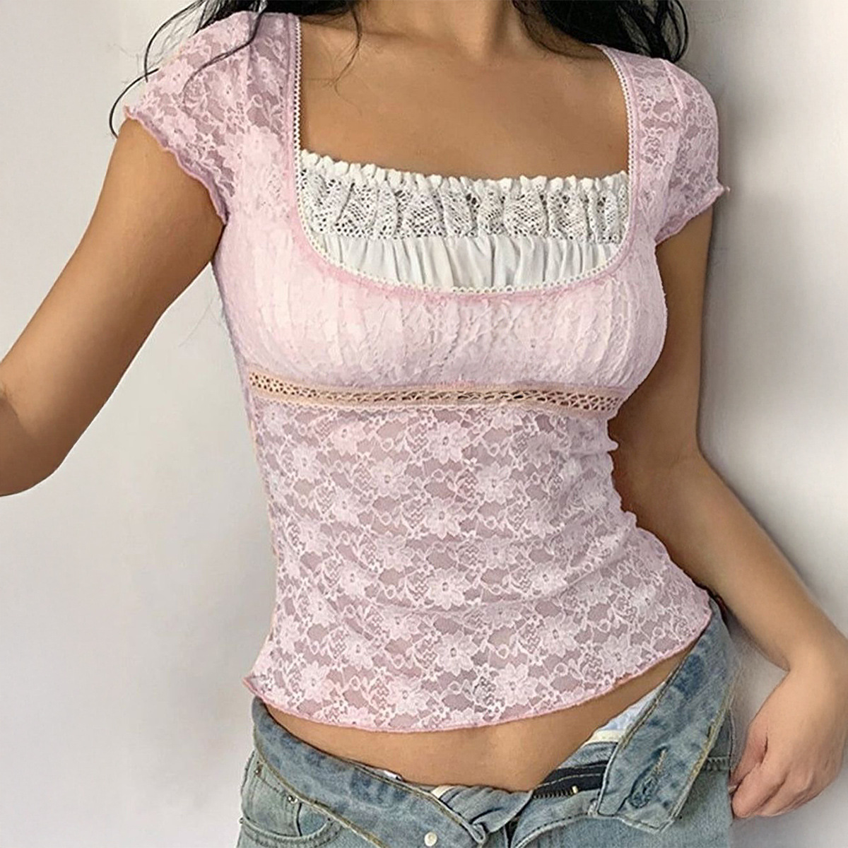 Design Blouse Women's Slim Fit Solid Color And V-neck Hot Girl T-shirt