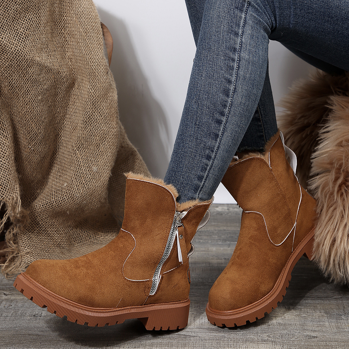 Title 10, Botas de nieve para mujer invierno nuevo cortas...