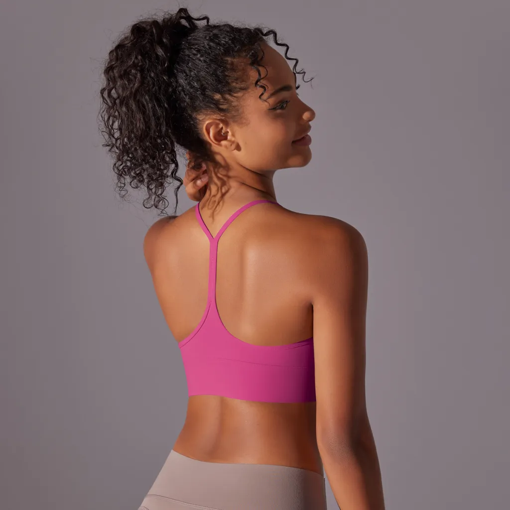 Double-sided Sanding Skin I-shaped Beauty Back Yoga Vest - Pink