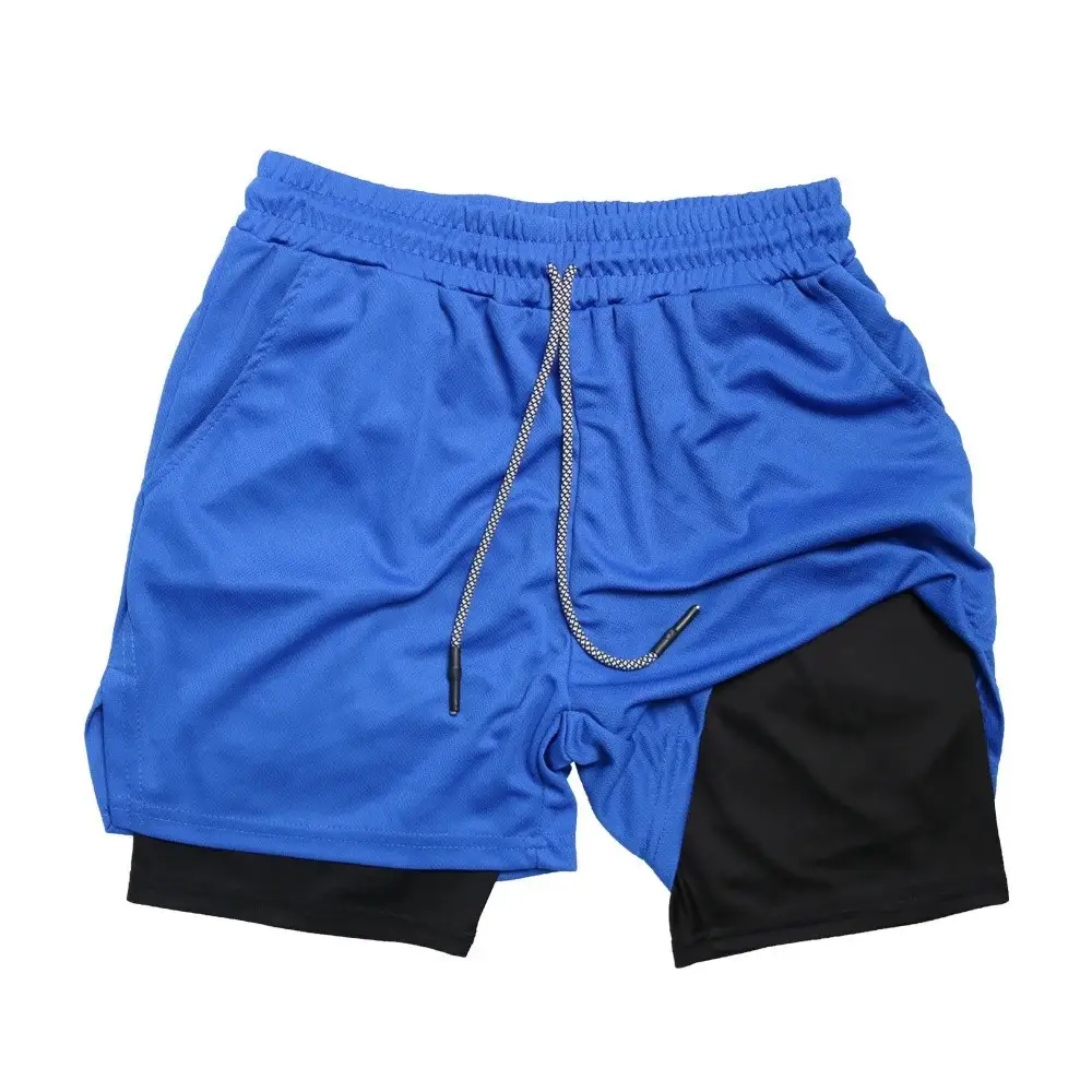 Men's Double-Layer Quick-Drying Breathable Sports Shorts With Pockets