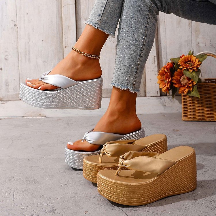 New Womens Waterproof Platform Flip-flop Wedge Sandals