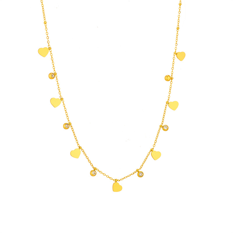 Stainless Steel Multi-heart Diamond Pendant Necklace