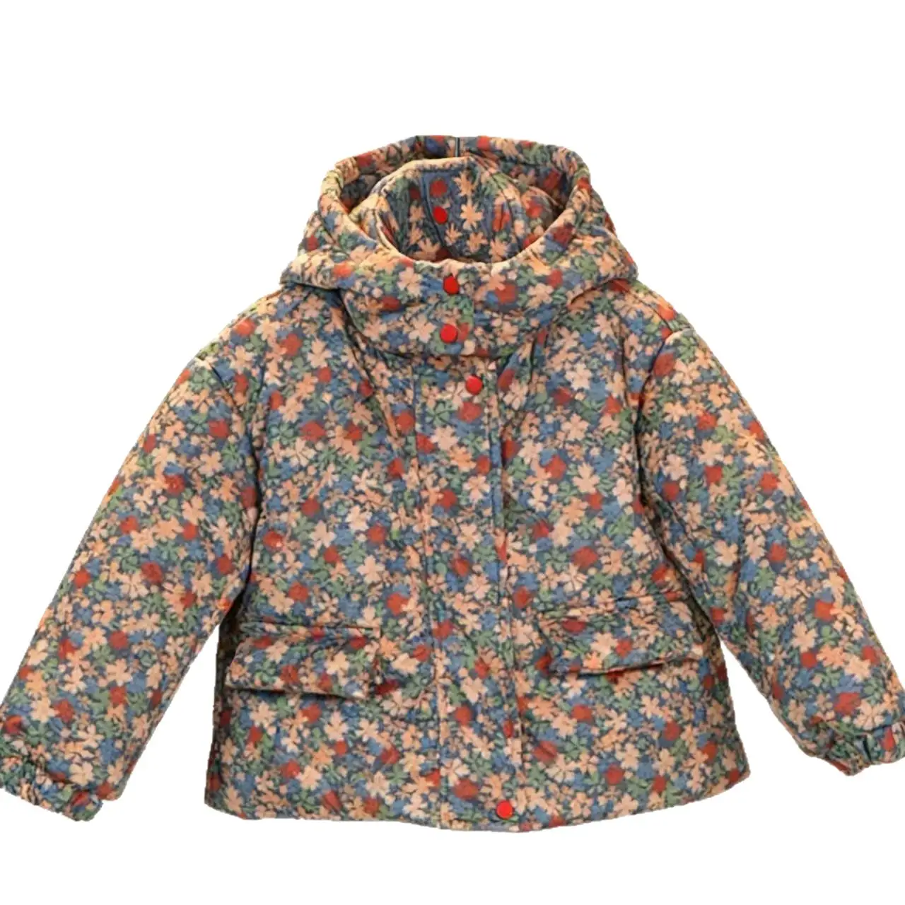 Children's Floral Hooded Padded Winter Coat