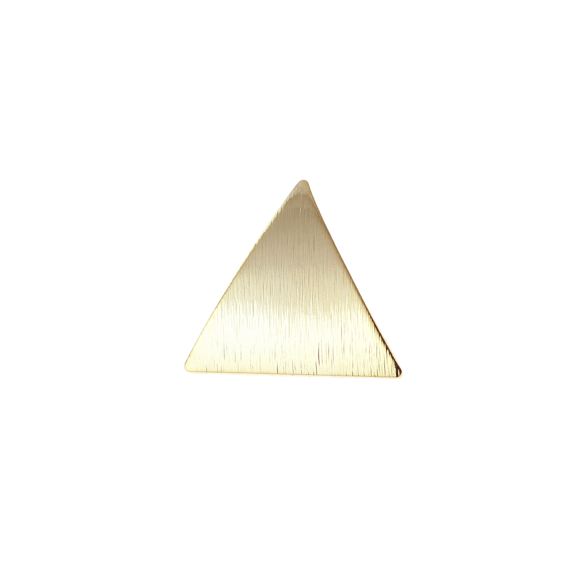 18K Gold Triangle Brushed Stud Earrings