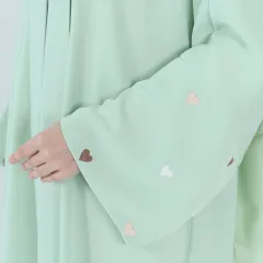 Dubai Love Embroidered Elegant Cardigan Robe - Green - View 1