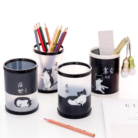 Desktop Office Storage Detachable Round Plastic Cylinder