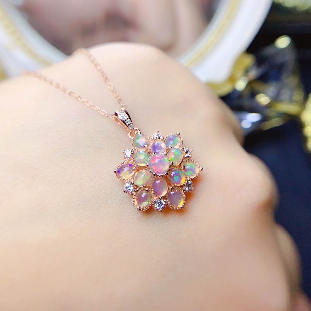 Natural White Opal Pendant Necklace