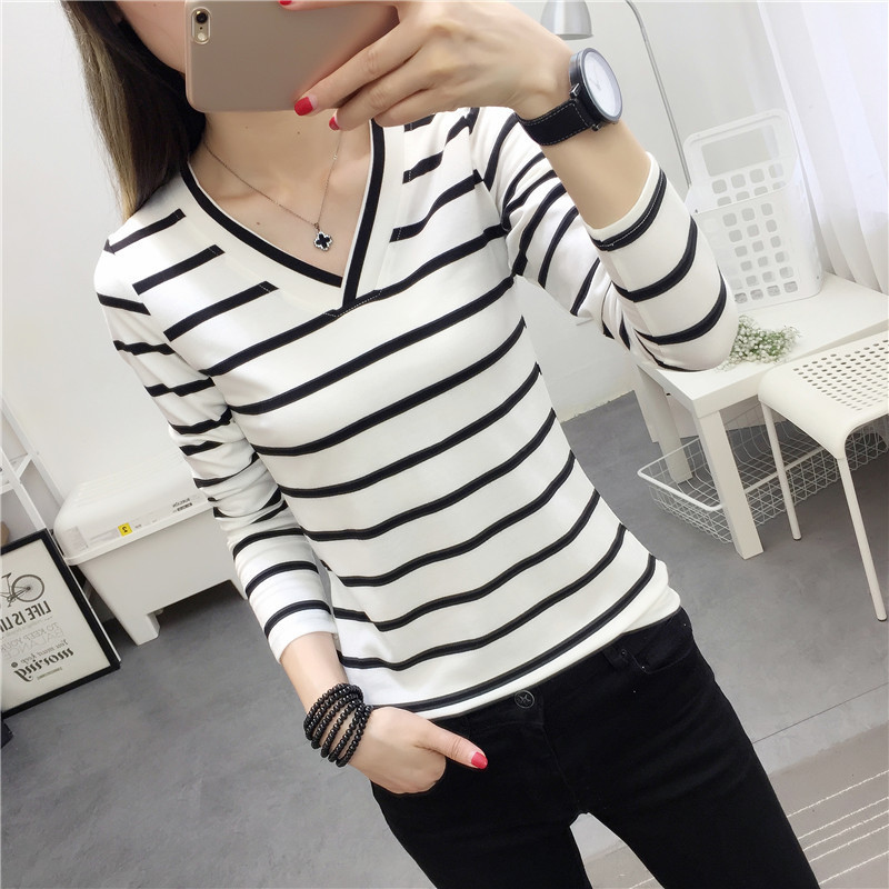 Korean Style Women’s V-Neck Long Sleeve Top – Casual Slim Fit Bottoming Shirt for Everyday Wear - Image 3