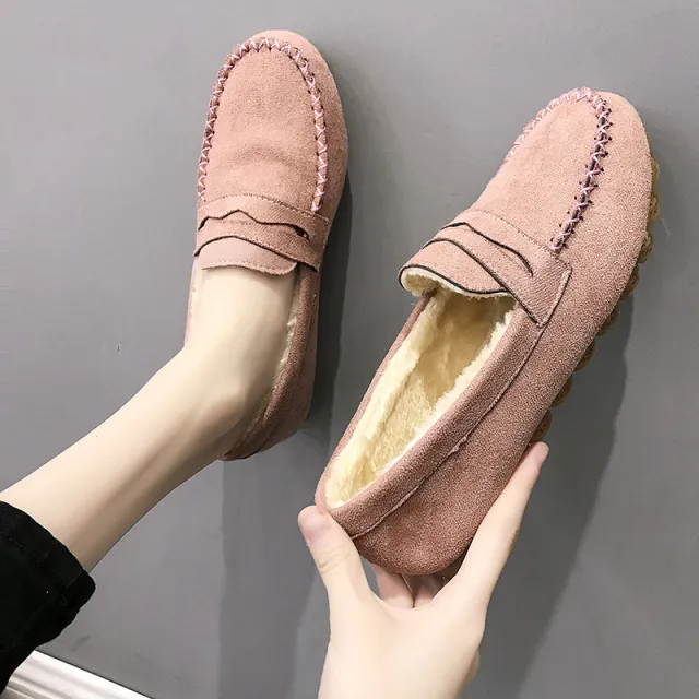 Women's Fashion Personalized Winter Peas Flat Shoes Pink - Shop at LoveMi