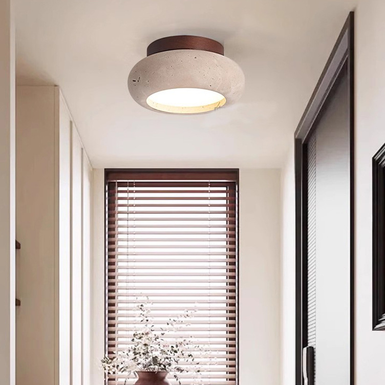 Plafonnier LED en pierre de fumier jaune de style japonais – Image 5