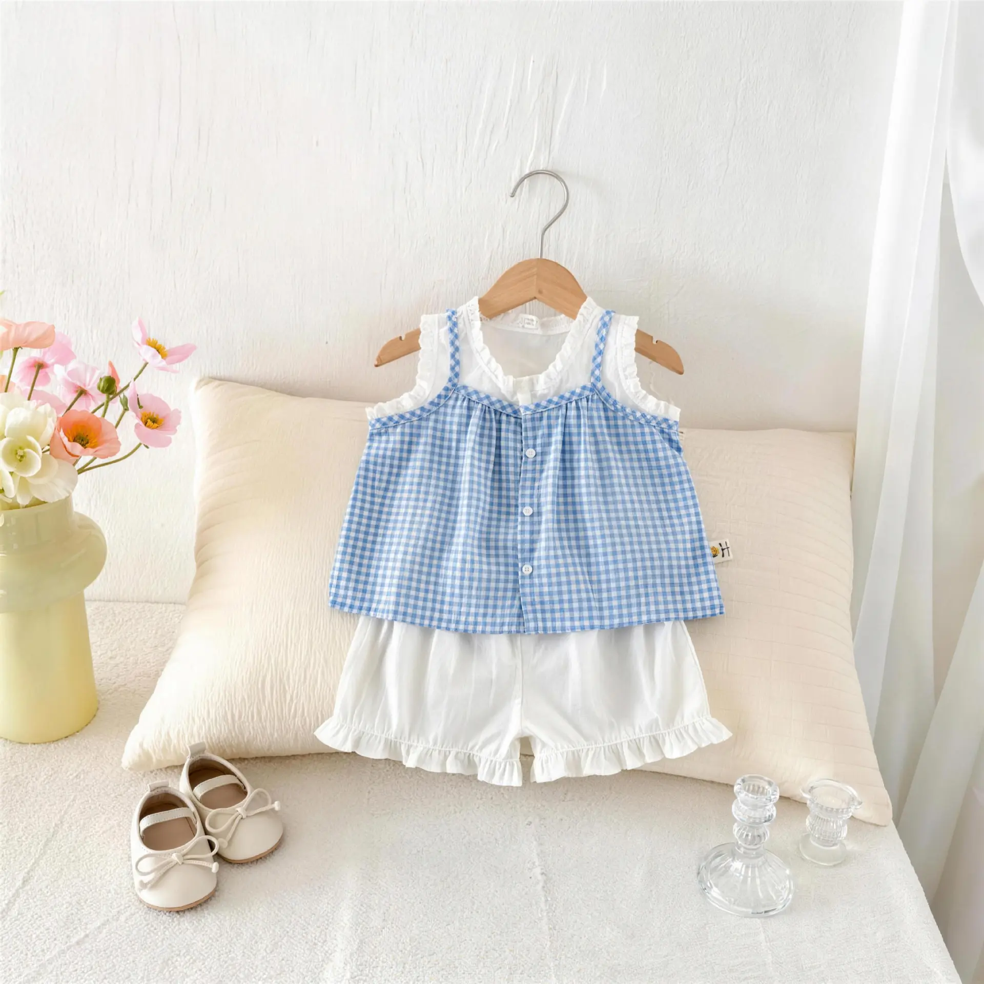 Lace Plaid Two-Piece Set