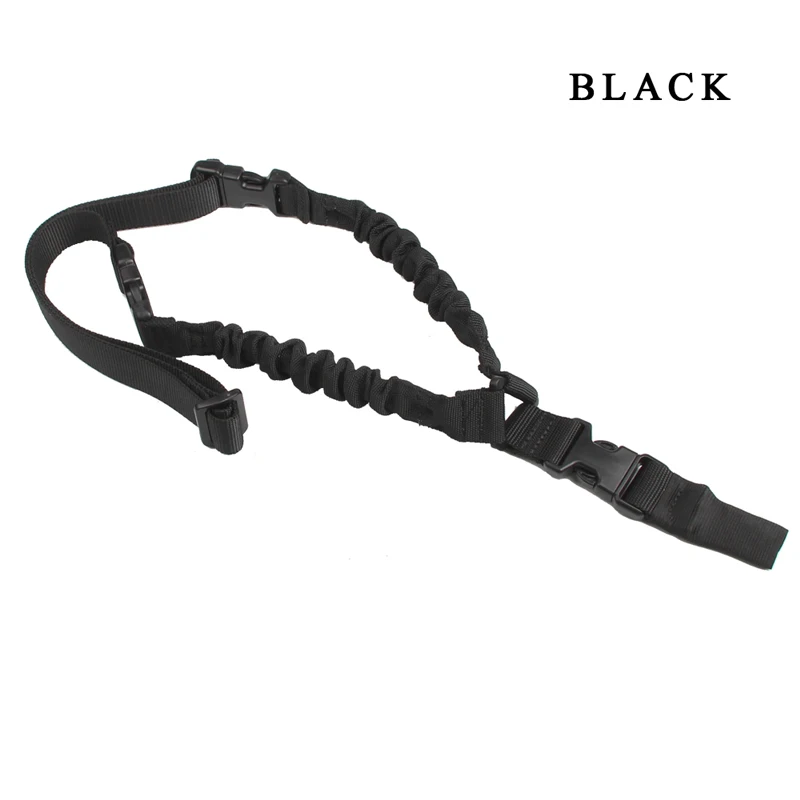 1000D-Heavy-Duty-Tactical-One-1-Single-Point-Sling-Adjustable-Bungee-Rifle-Gun-Sling-Strap-for-Airsoft-Hunting-Military RL30-0001 black