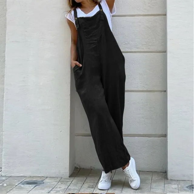 High Waist Sling Solid Color Long Jumpsuit Black - Shop at LoveMi