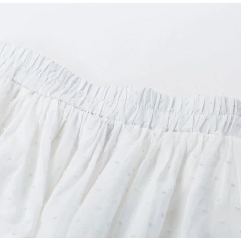 Title 16, White ruffled lace skirt for women. Create roma...