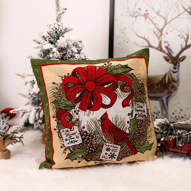 Christmas Square Pillow Cover Home Christmas Decorations Ags12 D - Shop at LoveMi