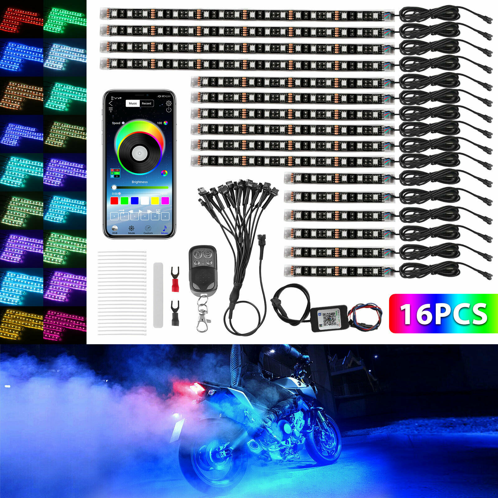 Motorcycle App-controlled RGB Seven-color Ambient Lighting