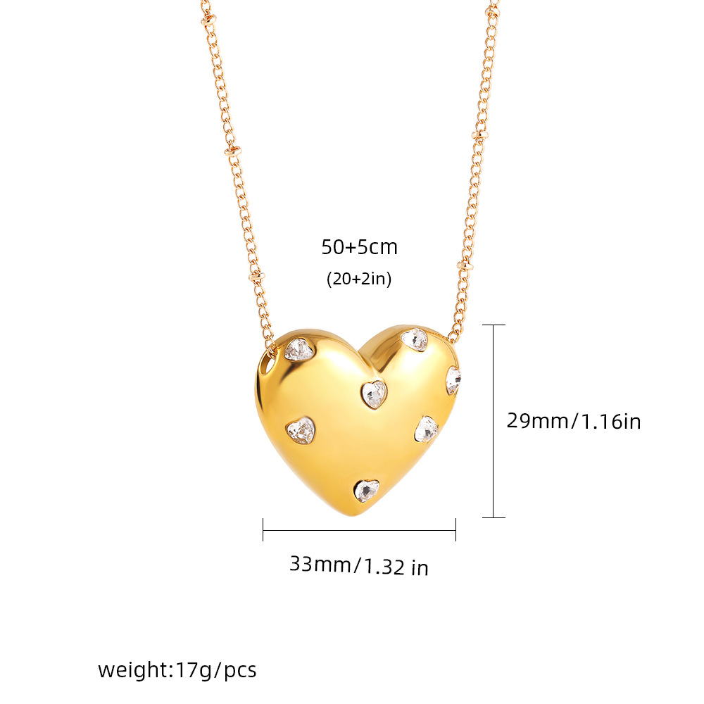 Copper Plating 18K Gold Light Luxury Diamond Love Necklace