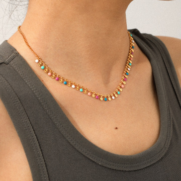 Colorful Oil Stainless Steel Necklace