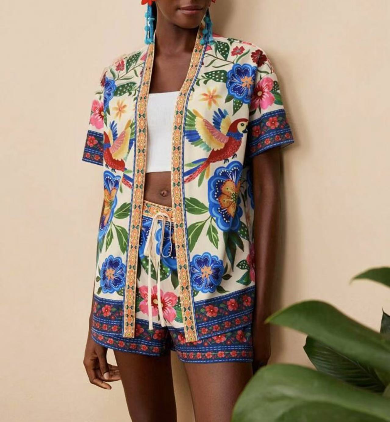 Female Fashion Casual Printing Cardigan Suit Color 3Xl - Shop at LoveMi