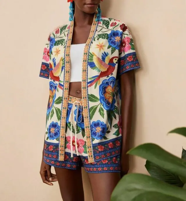 Female Fashion Casual Printing Cardigan Suit Color 3Xl - Shop at LoveMi