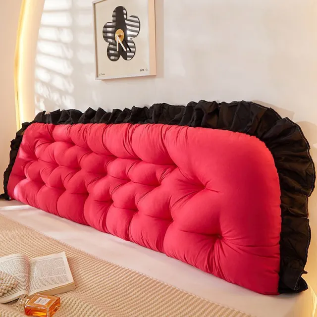 Bedside Cushion Soft Bag Sofa Waist Support Rose Red - Shop at LoveMi