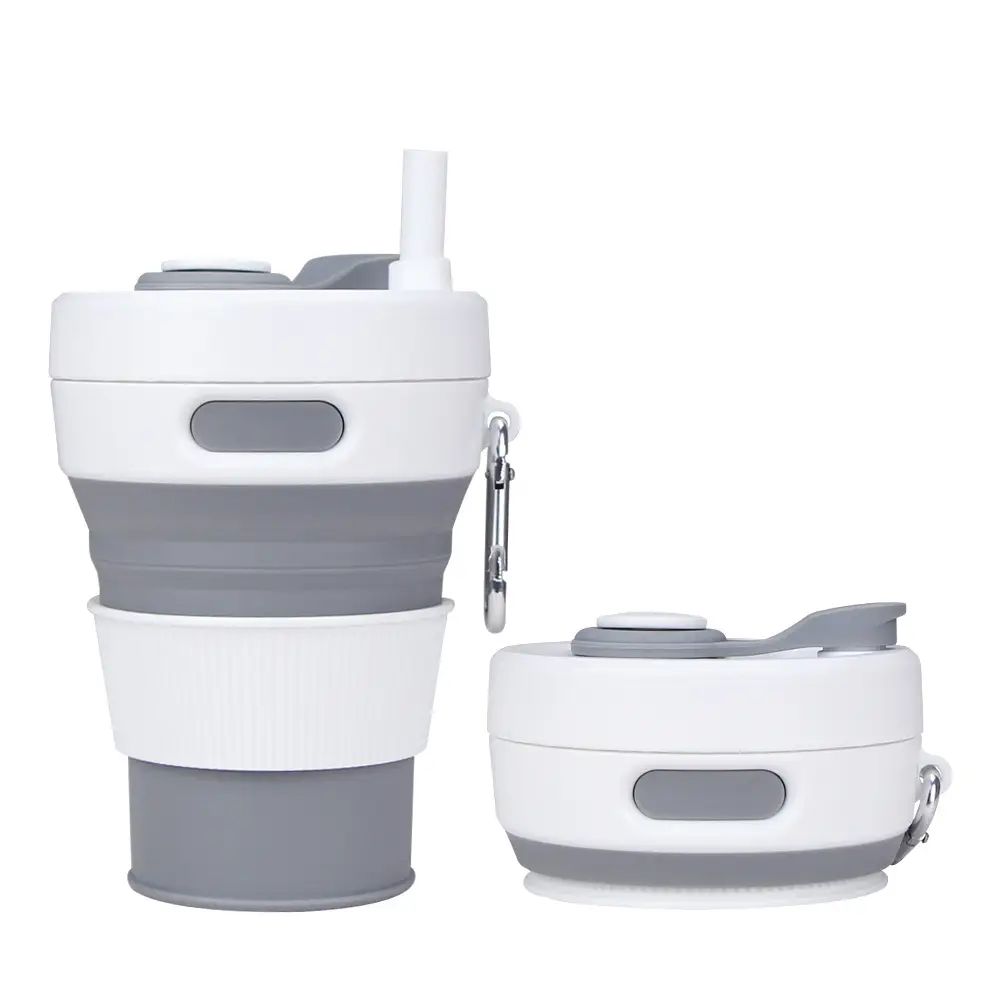 Silicone Folding Cups Portable Compression Cup With Straw