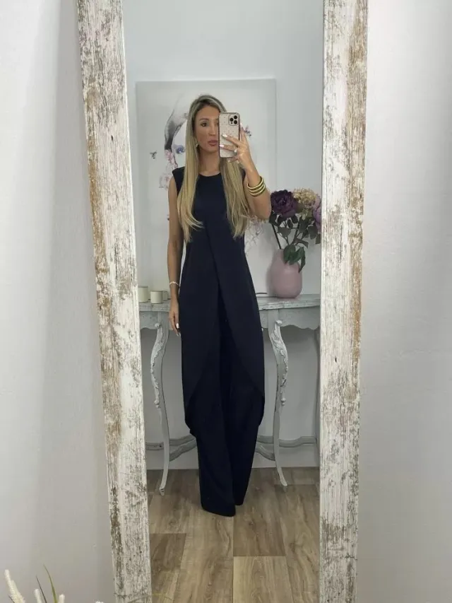 Women's Summer New Casual Sleeveless Loose Round Neck Trousers Two piece Set Black - Shop at LoveMi